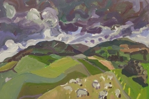 Sheep with yellow fence