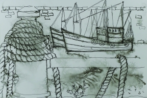 Maryport harbour, ropes and Fishing boats