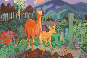 Deer in felled woodland Deer in felled woodland